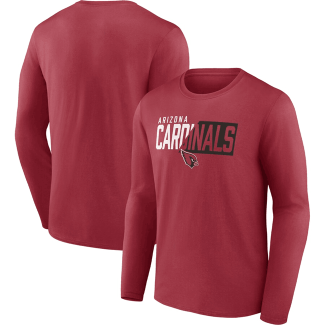 Men's Arizona Cardinals Red One Two Long Sleeve T-Shirt Men's Arizona Cardinals Red One Two Long Sleeve T-Shirt
